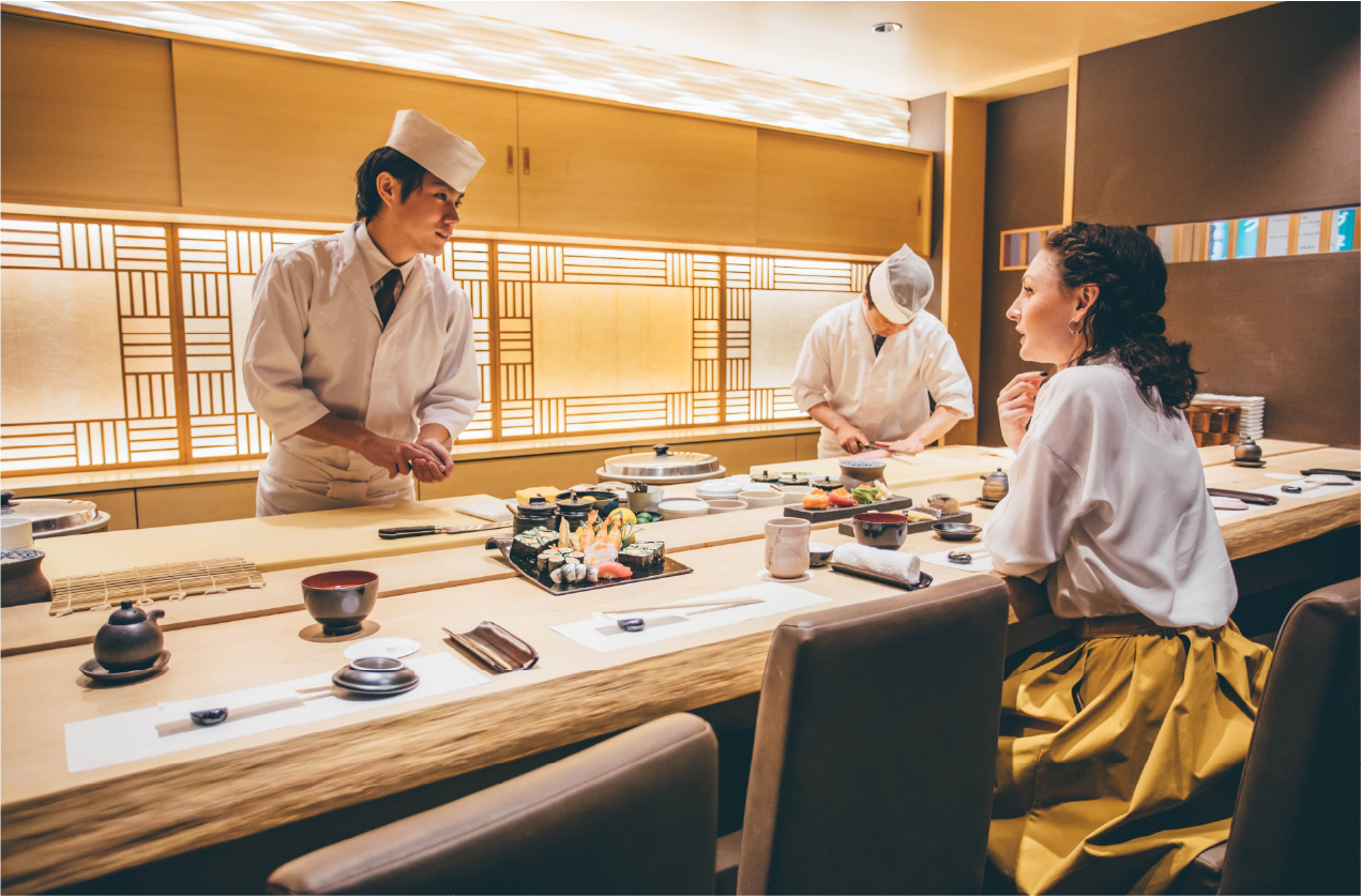 Sushi chef and sushi